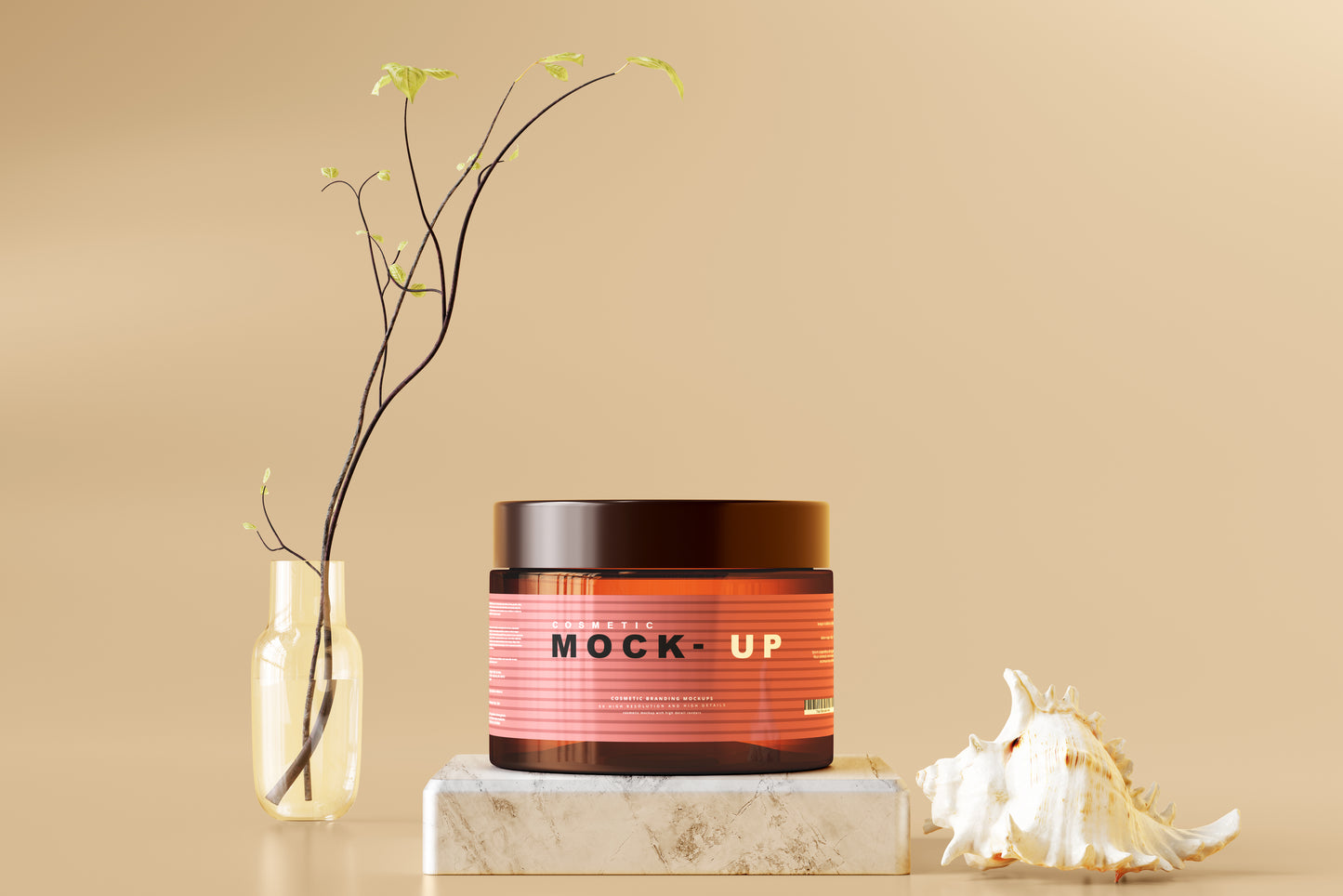 Amber Glass Cosmetic Jar Mockups