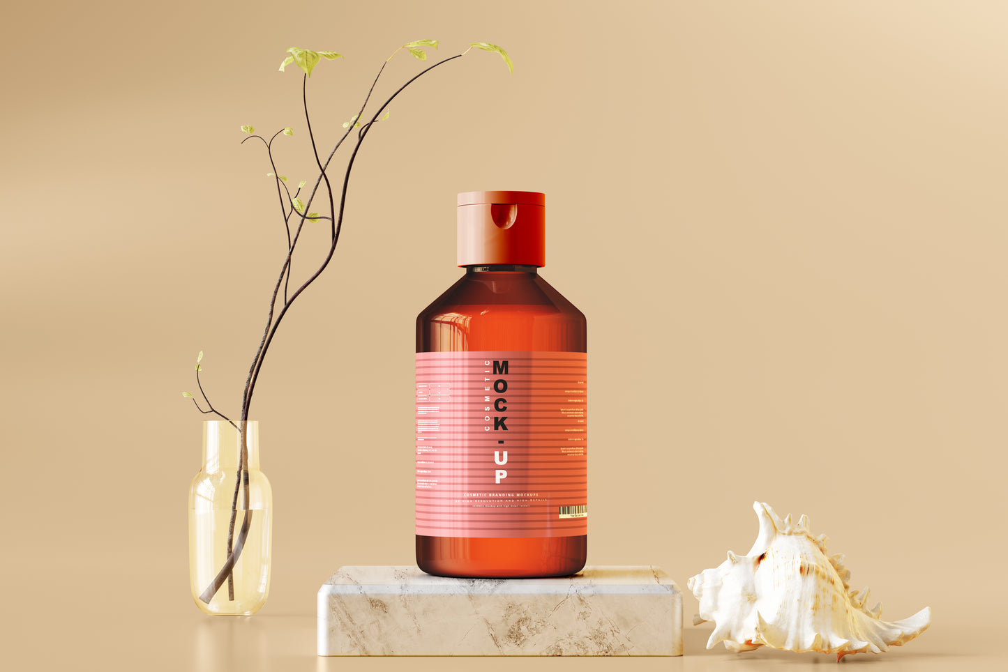 Amber Glass Cosmetic Bottle Mockups