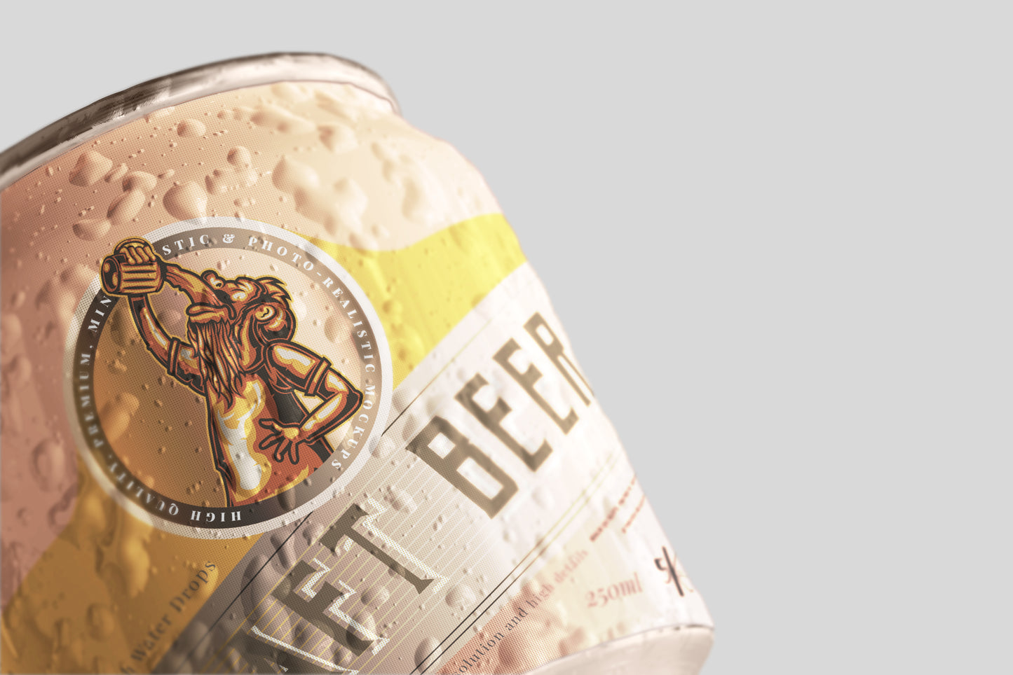 Stubby Beer Can Mockup with Condensation Effect