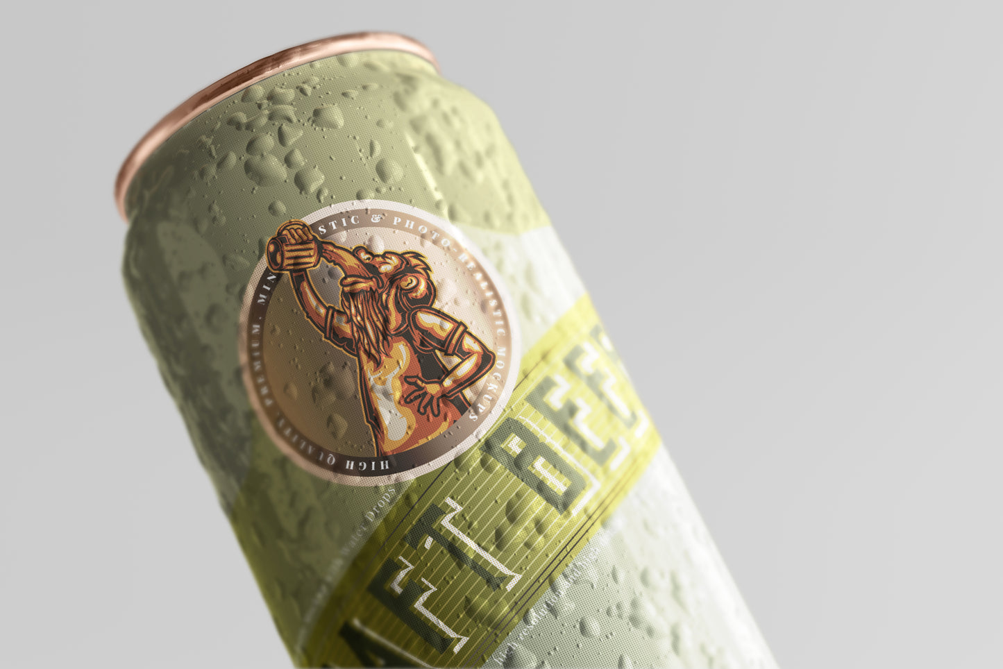 Large Sleek Beer Can Mockup with Condensation Effect