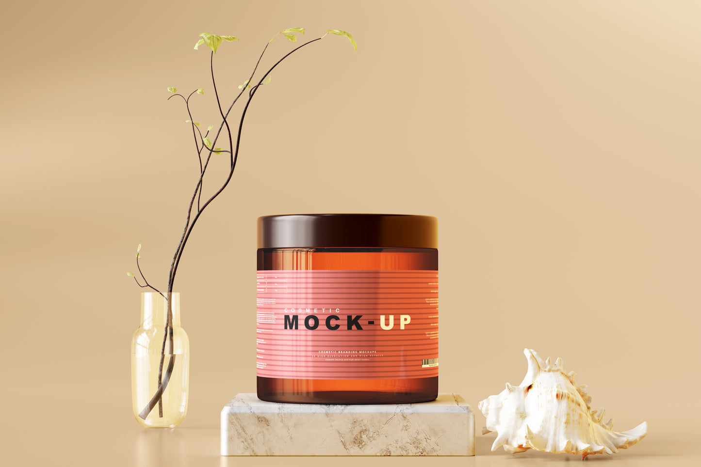 Amber Glass Cosmetic Jar Mockups