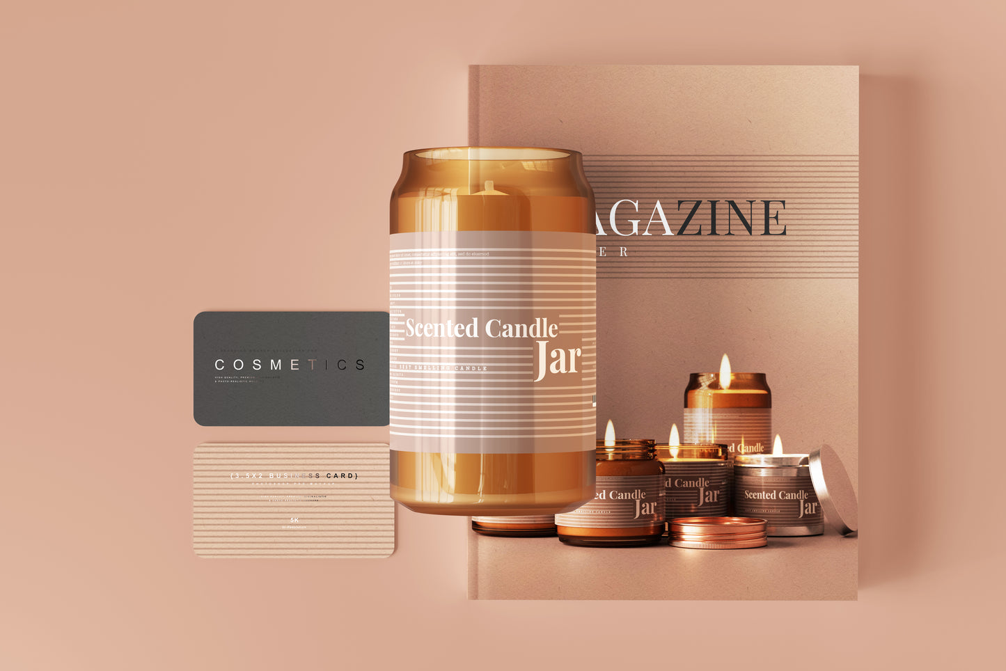 Amber Glass Candle Jar Mockups