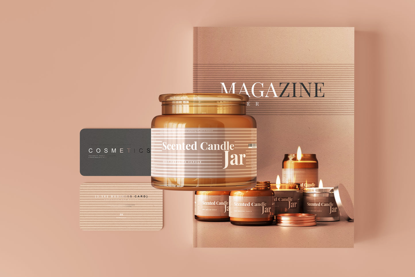 Amber Glass Candle Jar Mockups