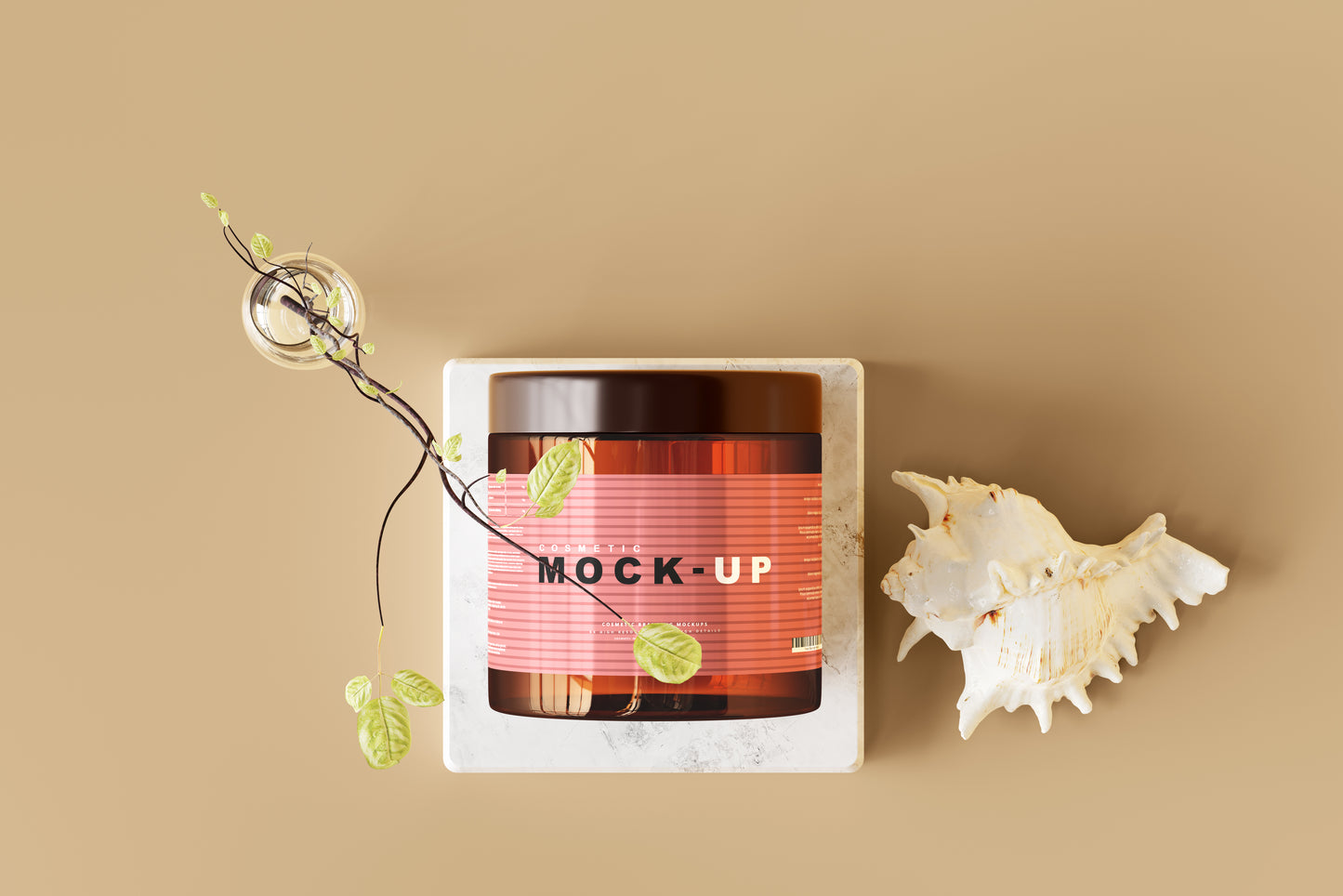 Amber Glass Cosmetic Jar Mockups