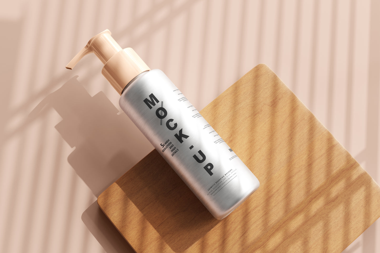 Aluminum Body Cosmetic Pump Bottle Mockup