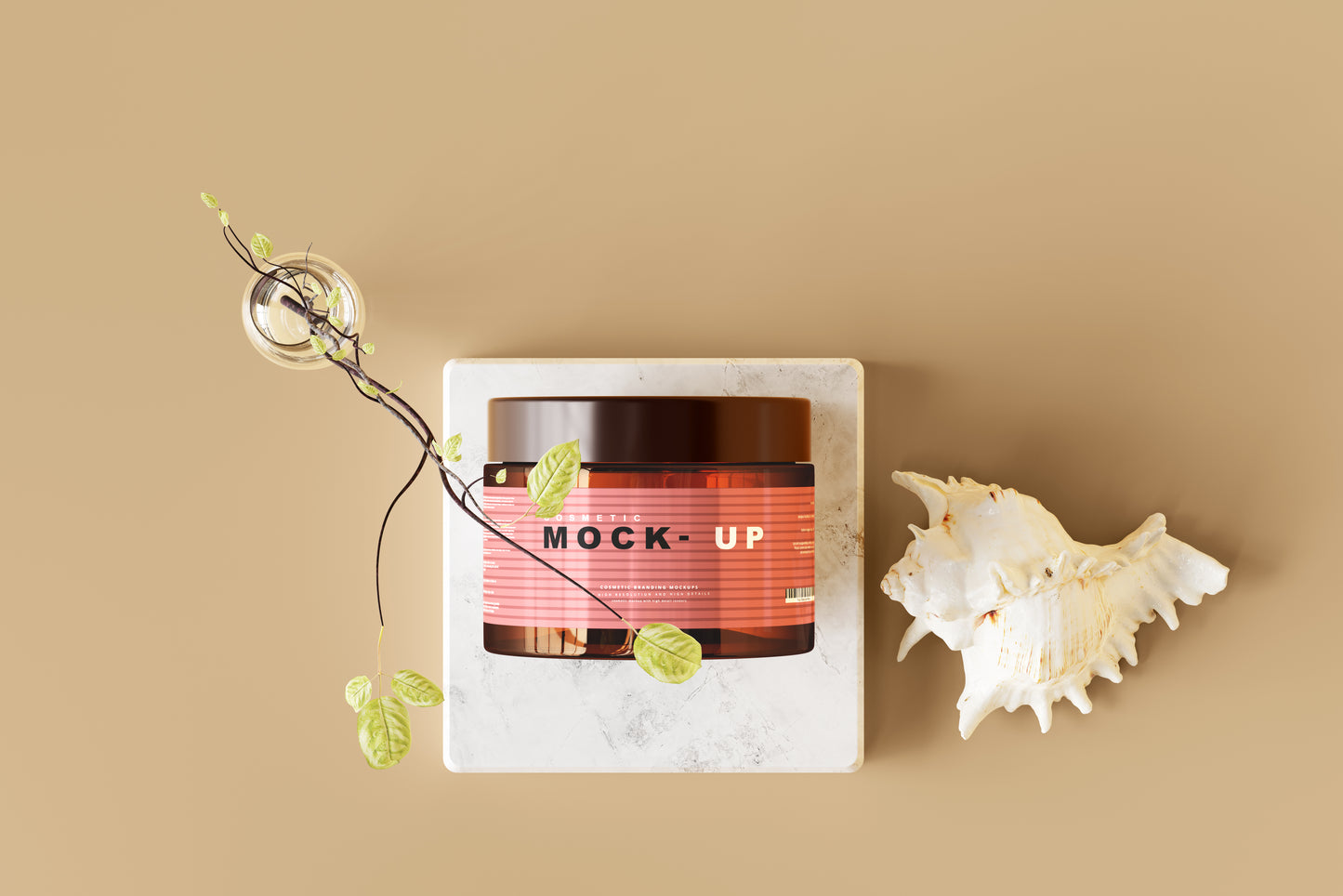 Amber Glass Cosmetic Jar Mockups