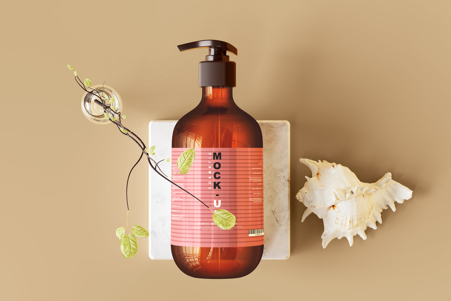 Amber Glass Pump Bottle Mockups