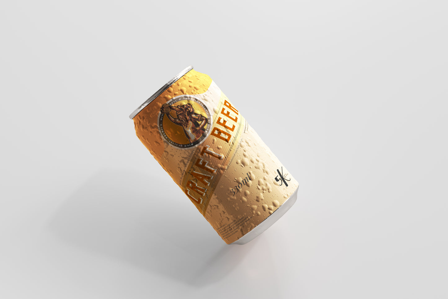 Standard Size Beer Can Mockup with Condensation Effect