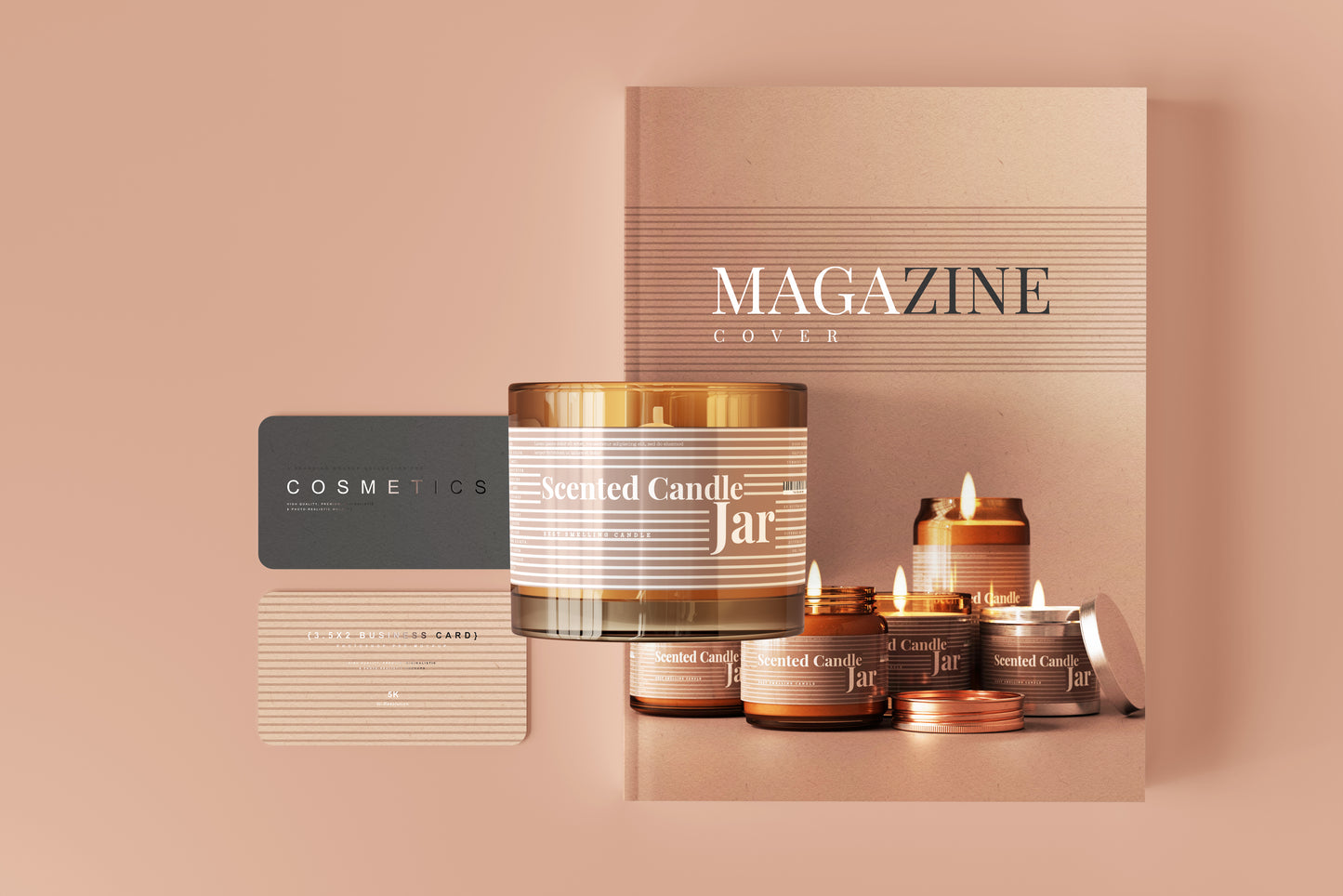 Amber Glass Candle Jar Mockups