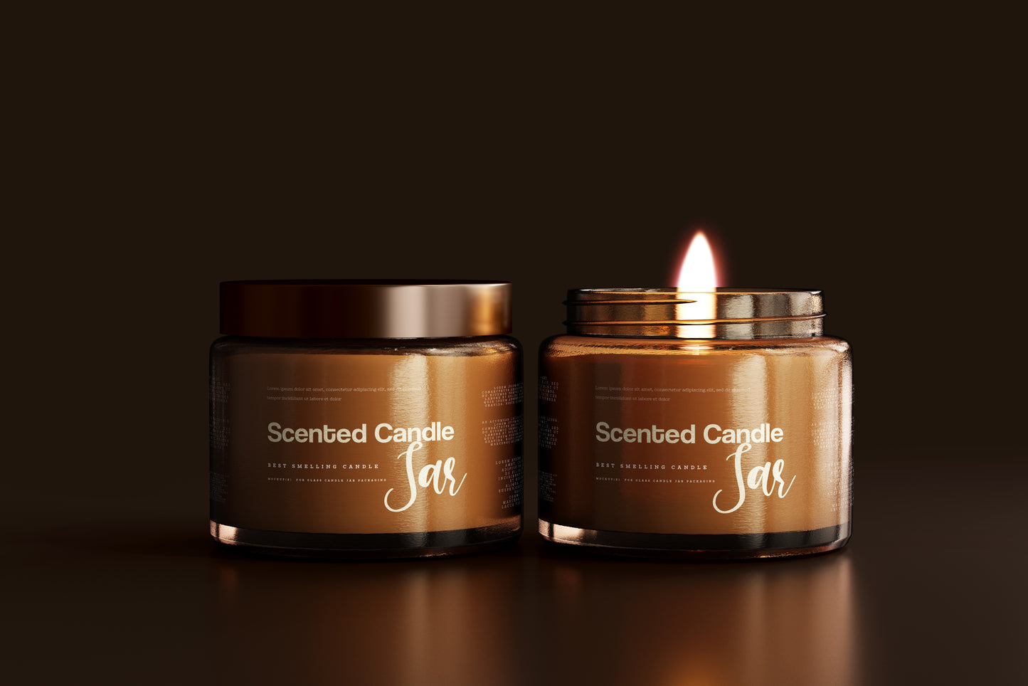 Amber Glass Candle Jar Mockups