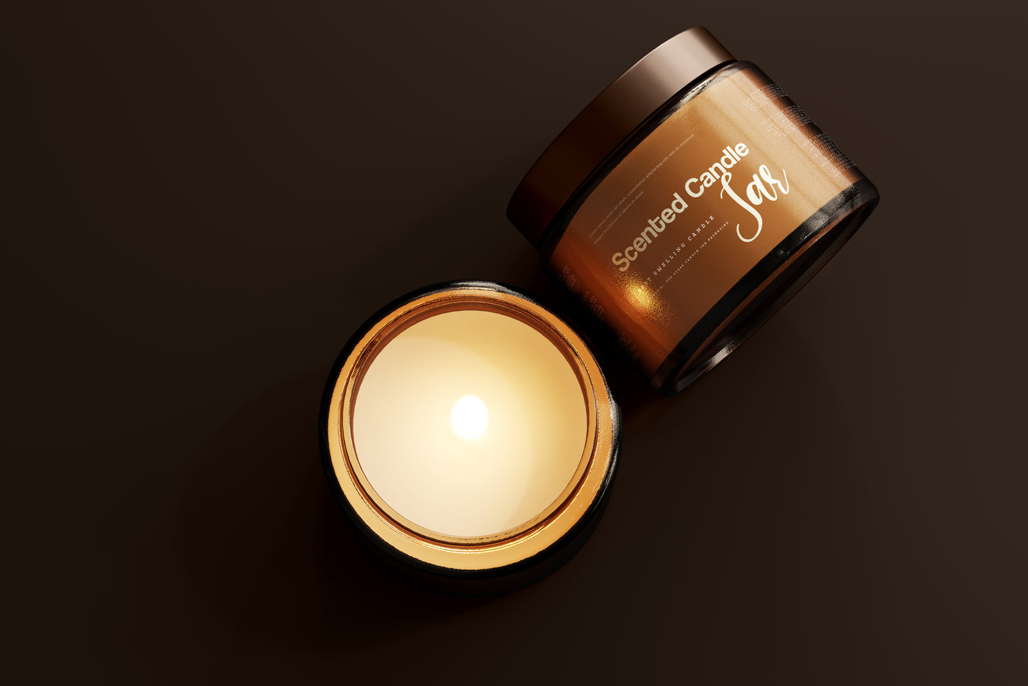 Amber Glass Candle Jar Mockups