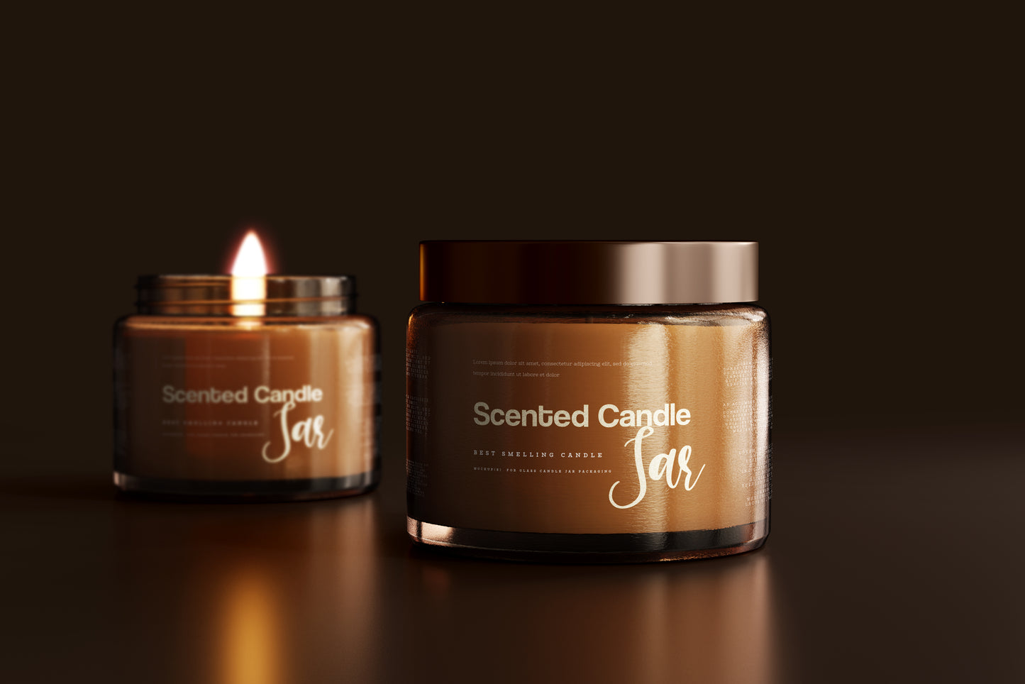 Amber Glass Candle Jar Mockups