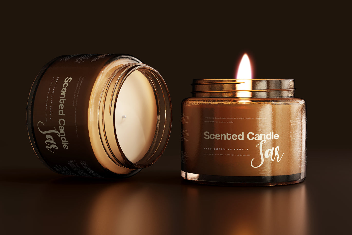 Amber Glass Candle Jar Mockups