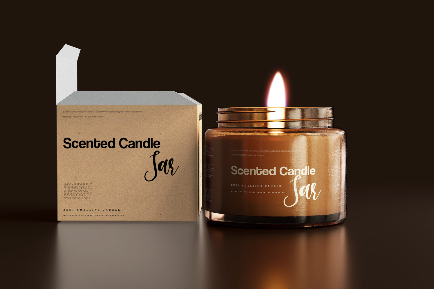 Amber Glass Candle Jar Mockups