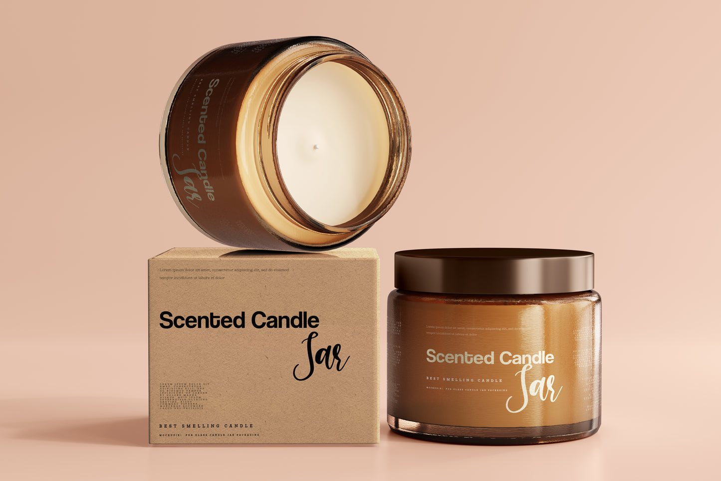 Amber Glass Candle Jar Mockups