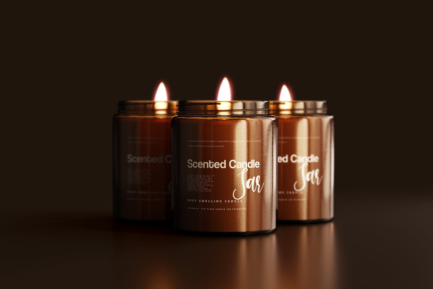 Amber Glass Candle Jar Mockups