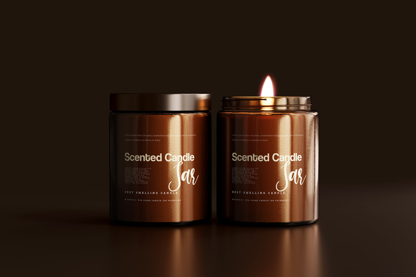Amber Glass Candle Jar Mockups