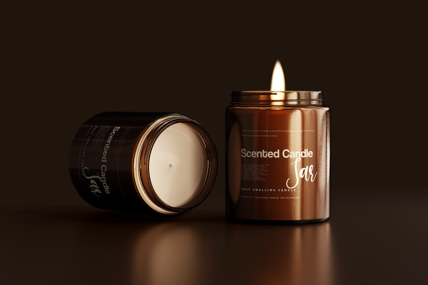 Amber Glass Candle Jar Mockups