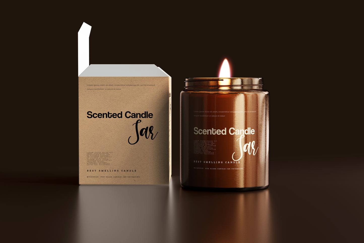 Amber Glass Candle Jar Mockups