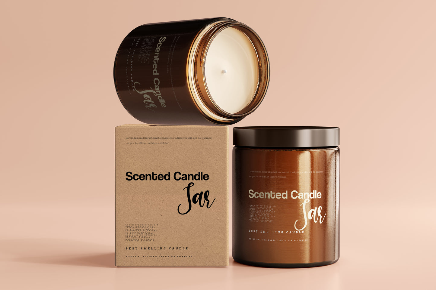 Amber Glass Candle Jar Mockups