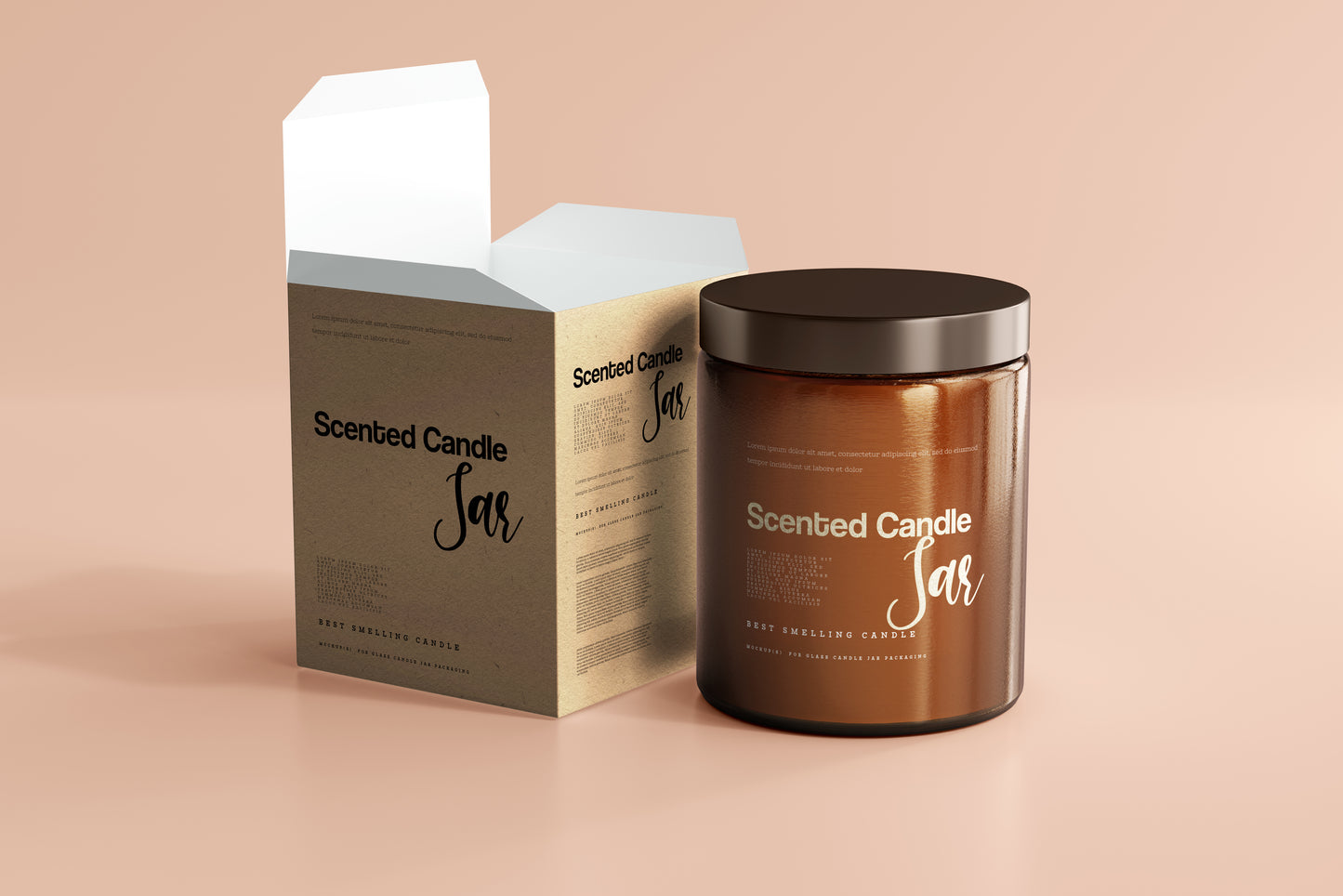 Amber Glass Candle Jar Mockups