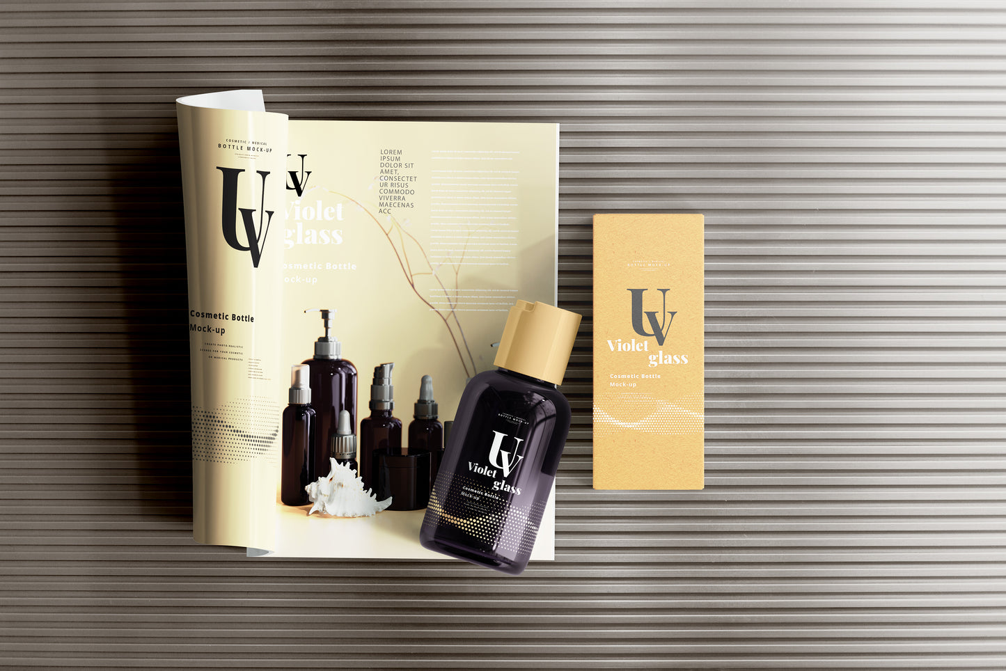 UV Glass Cosmetic Bottle Mockups