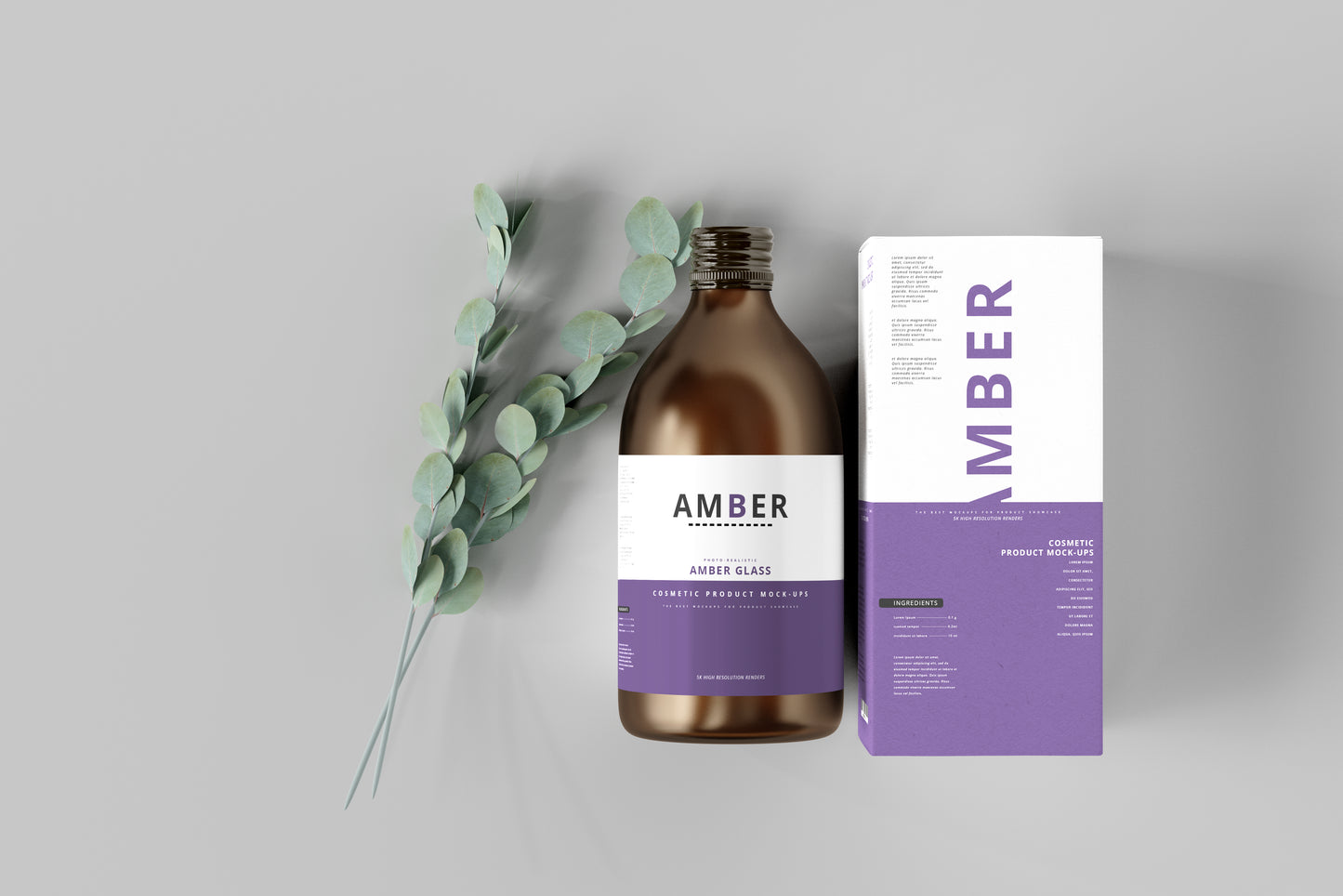 Amber Glass Bottle Mockups