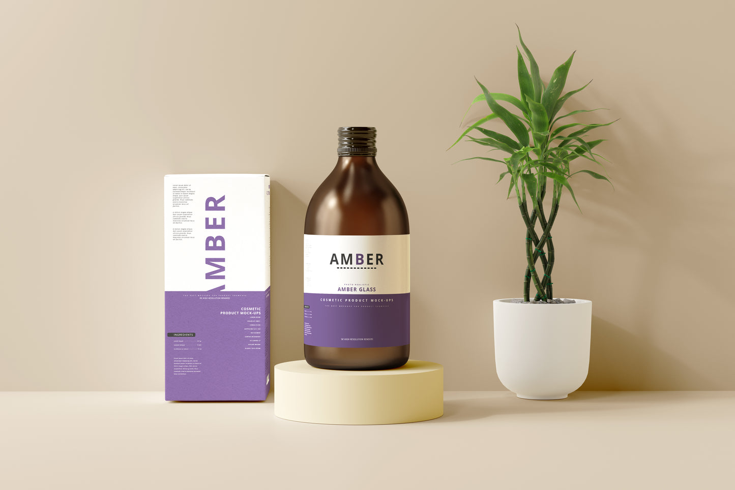 Amber Glass Bottle Mockups
