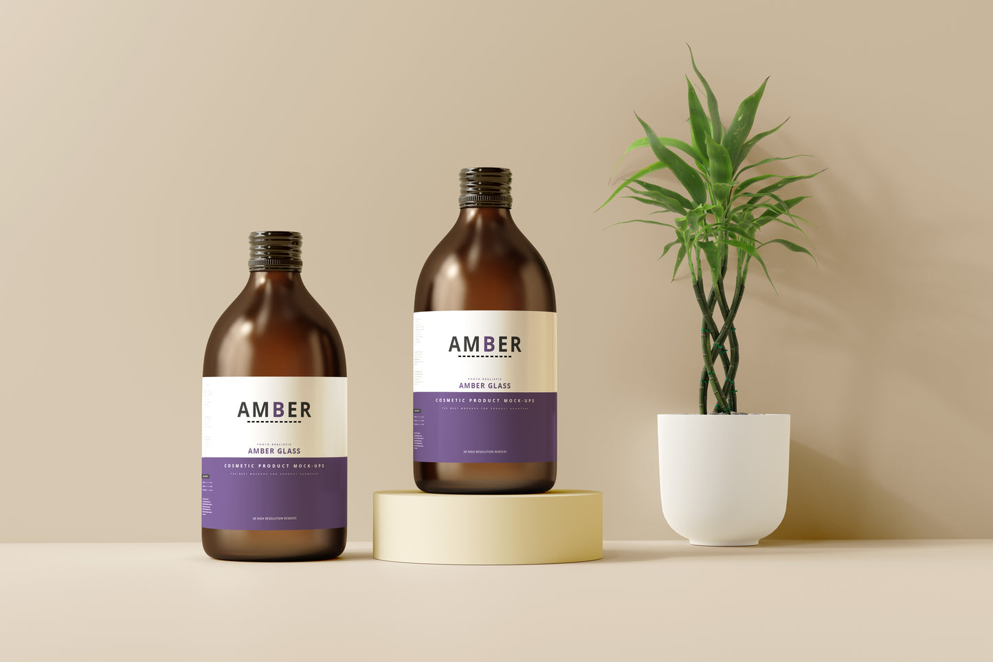 Amber Glass Bottle Mockups