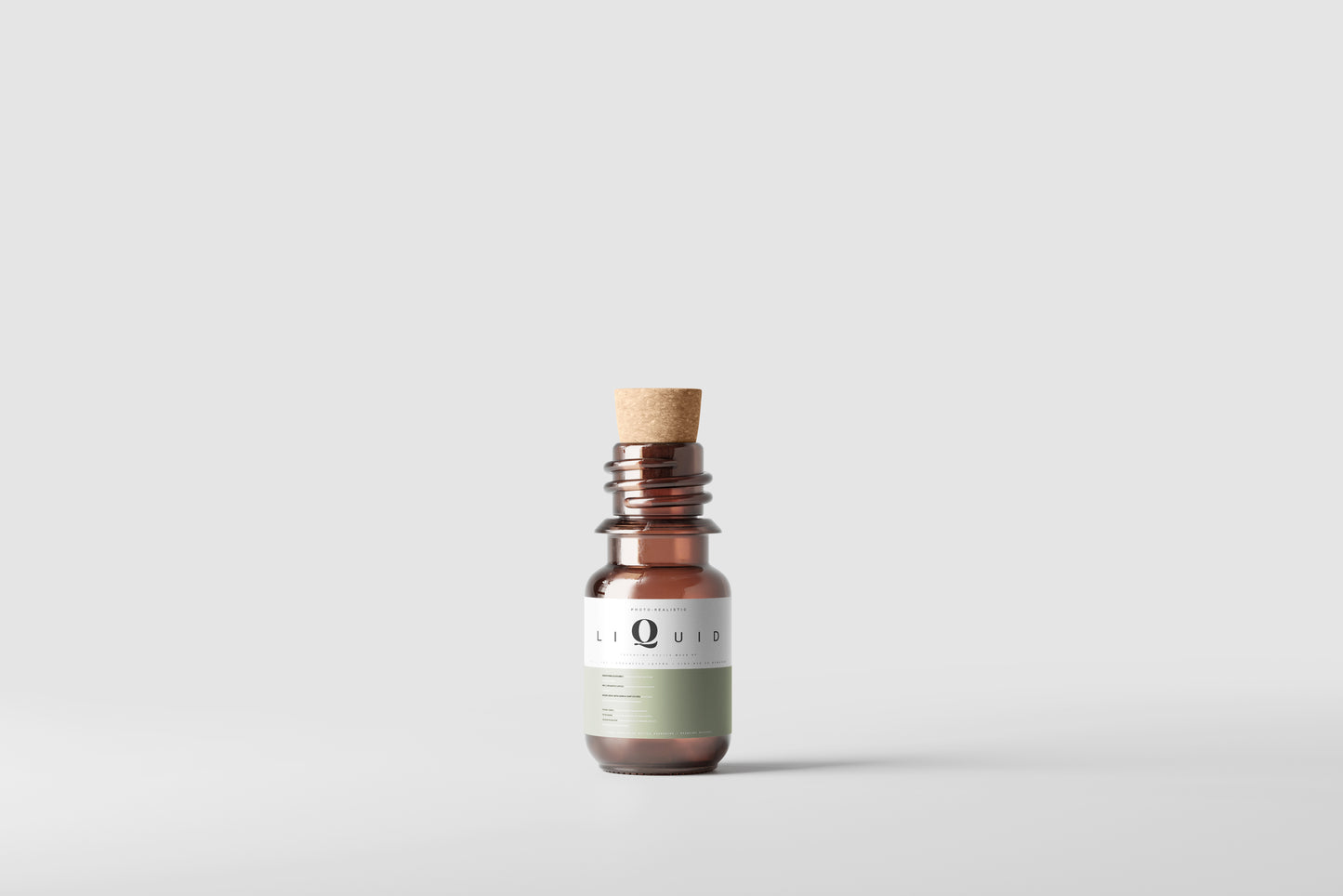 Amber Glass Bottle With Cork Mockup