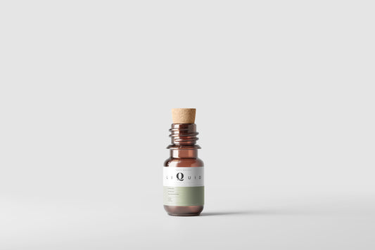 Amber Glass Bottle With Cork Mockup