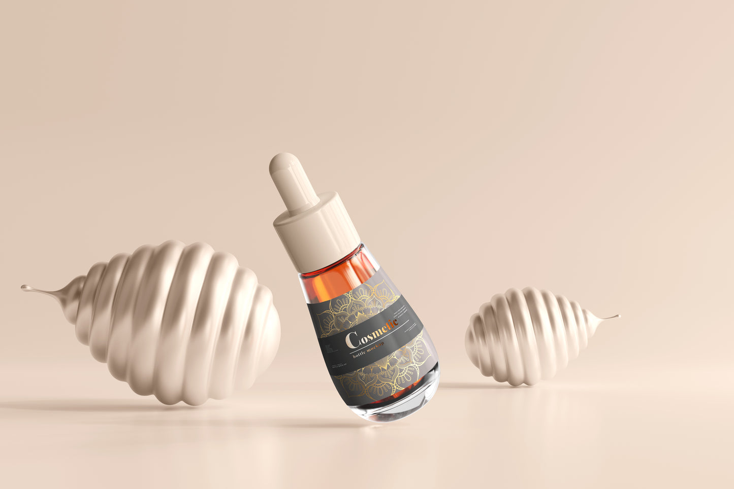 Drop Shaped Dropper Bottle Label Mockup