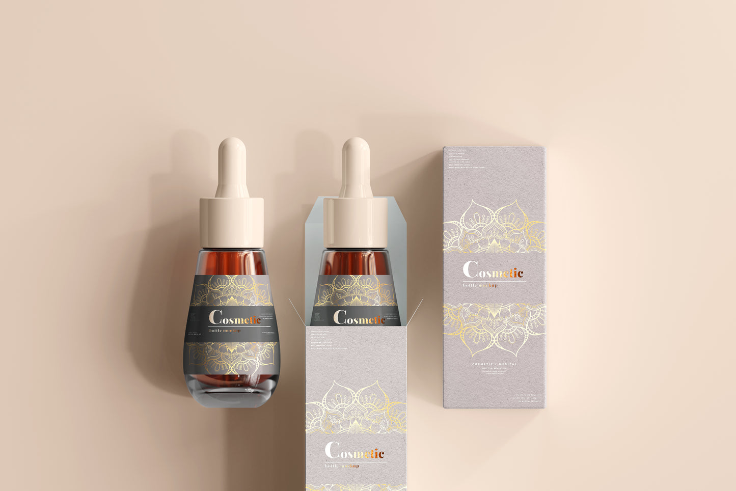 Drop Shaped Dropper Bottle Label Mockup