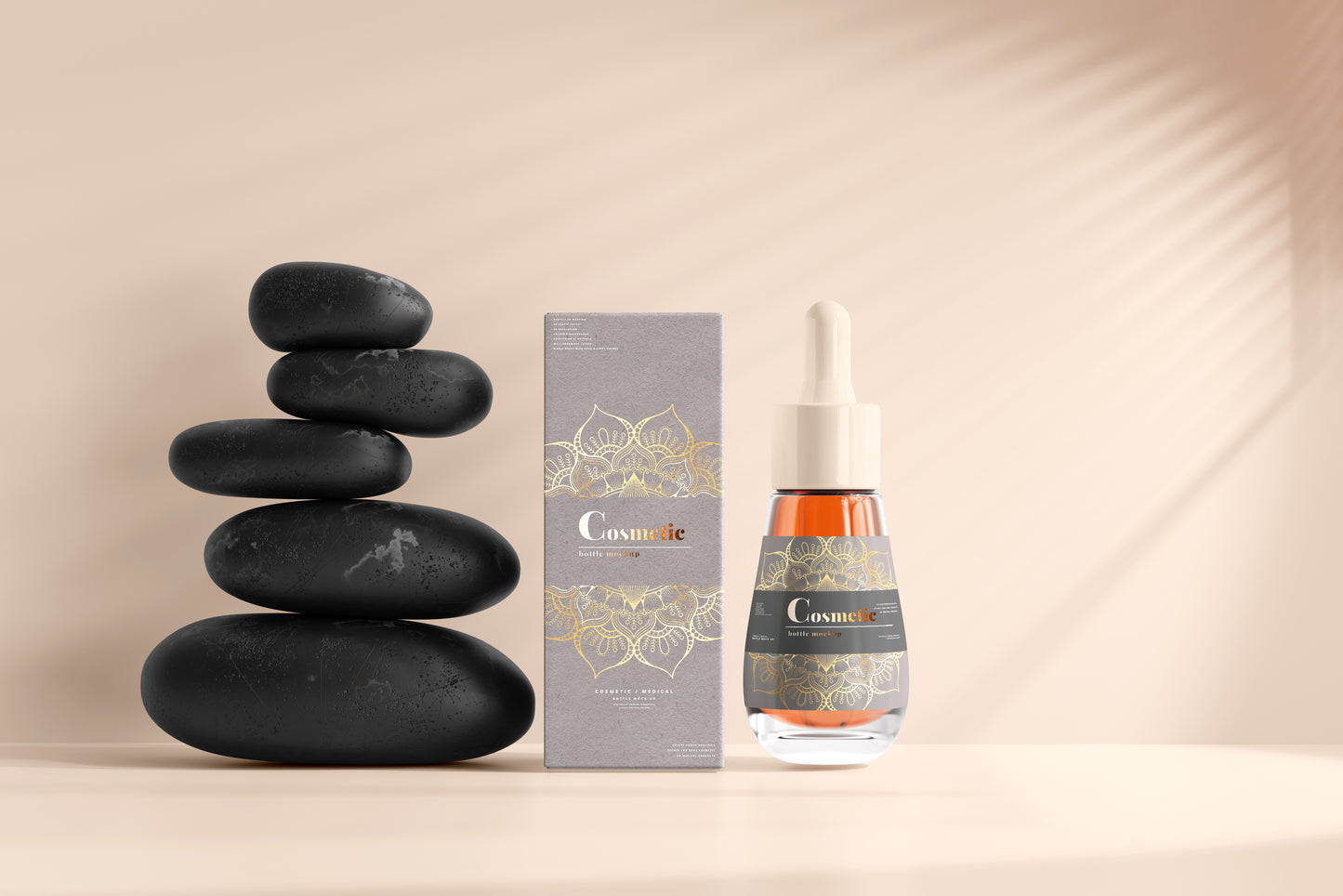 Drop Shaped Dropper Bottle Label Mockup