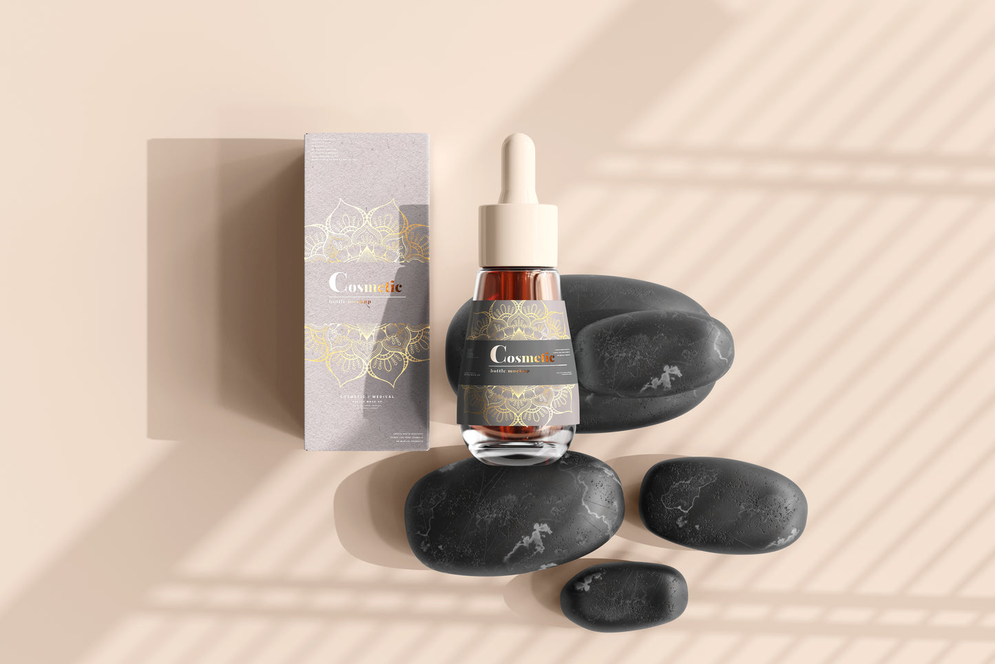 Drop Shaped Dropper Bottle Label Mockup