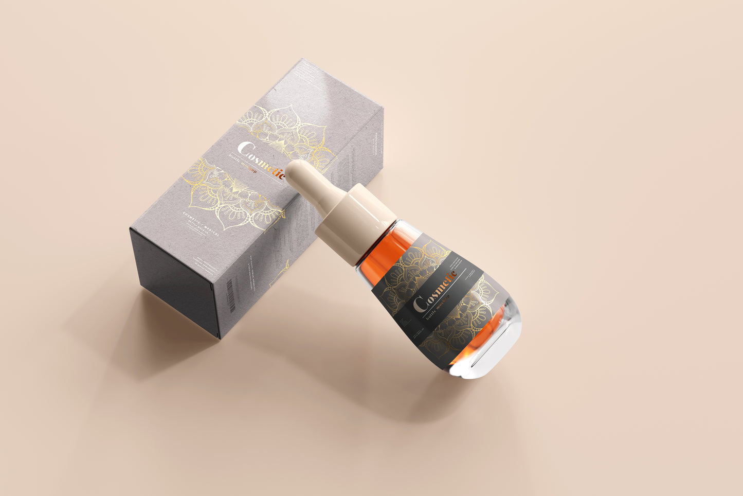 Drop Shaped Dropper Bottle Label Mockup