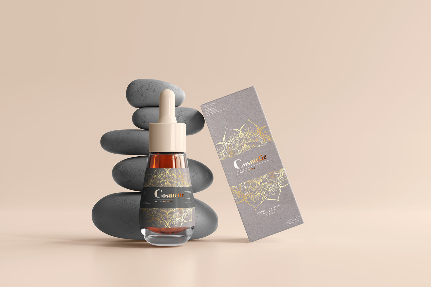 Drop Shaped Dropper Bottle Label Mockup