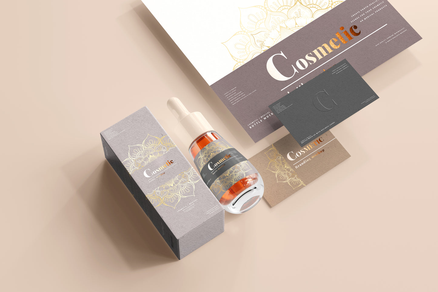 Drop Shaped Dropper Bottle Label Mockup