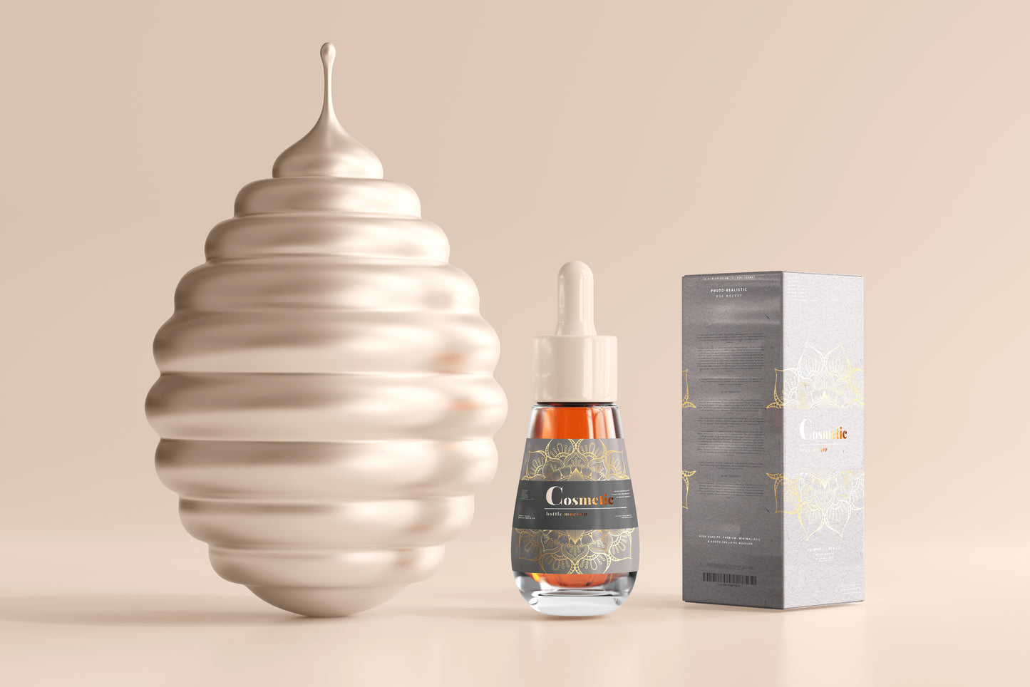 Drop Shaped Dropper Bottle Label Mockup