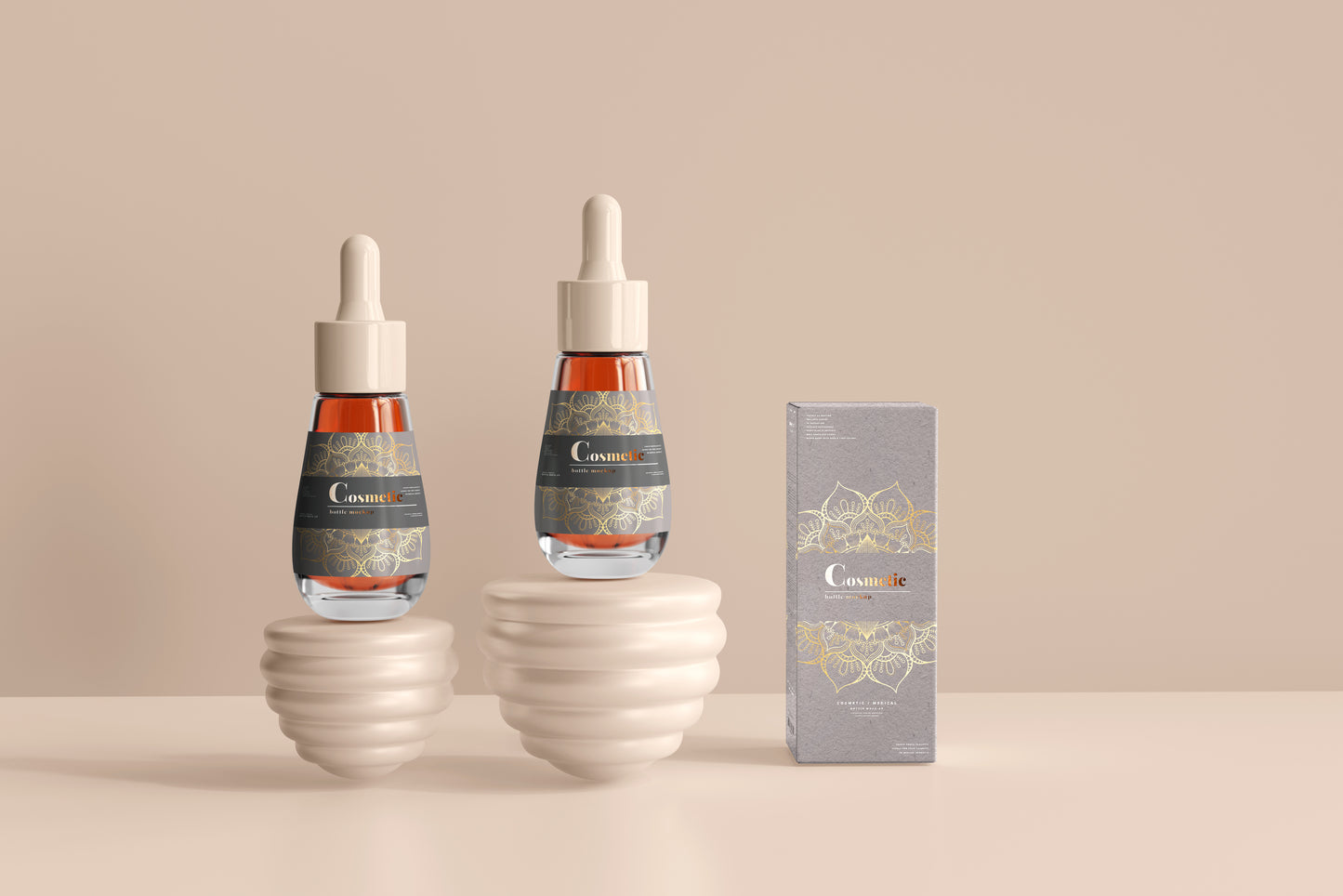 Drop Shaped Dropper Bottle Label Mockup