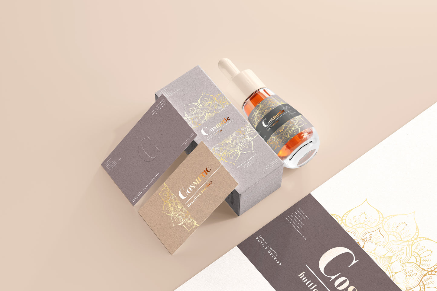 Drop Shaped Dropper Bottle Label Mockup