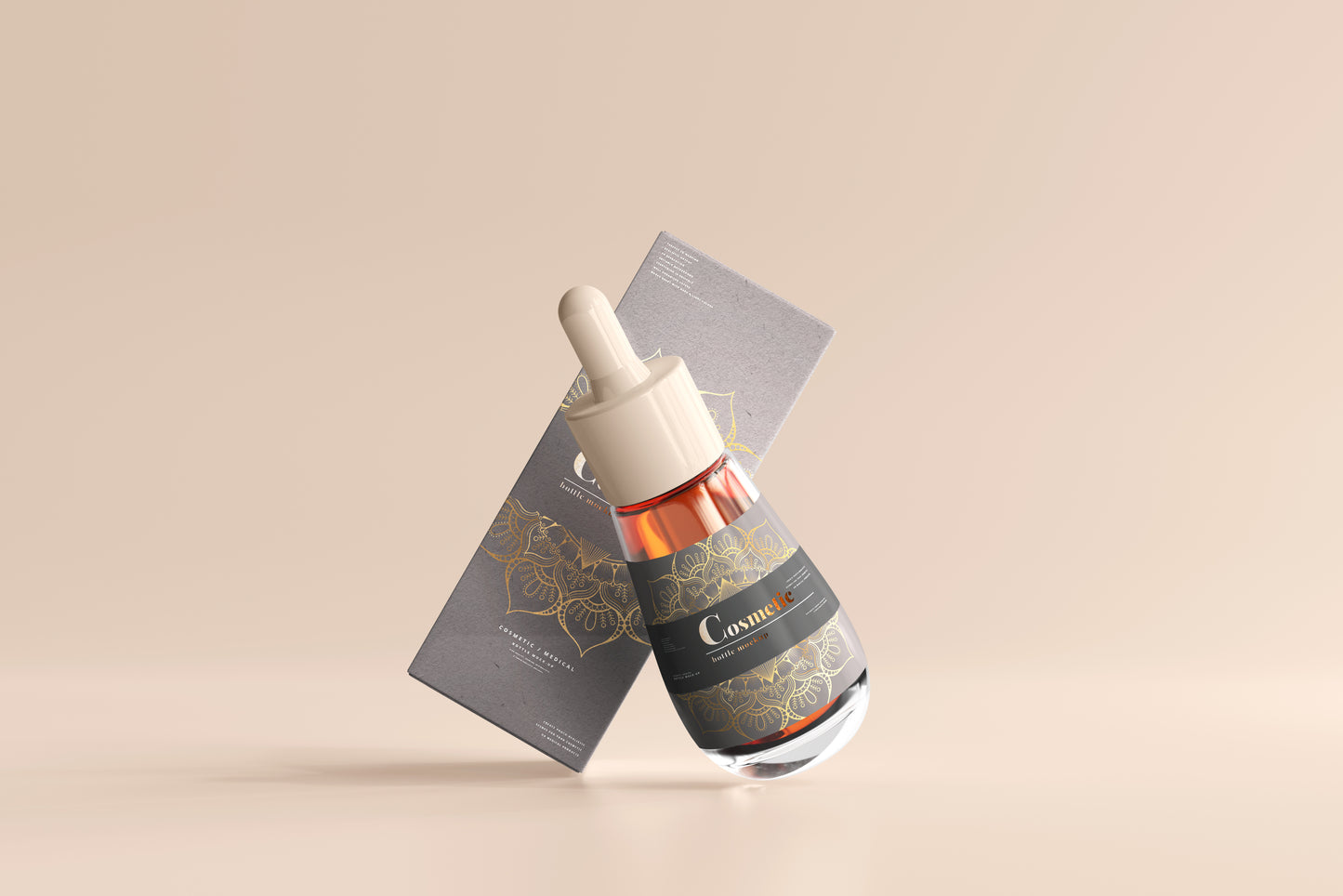 Drop Shaped Dropper Bottle Label Mockup