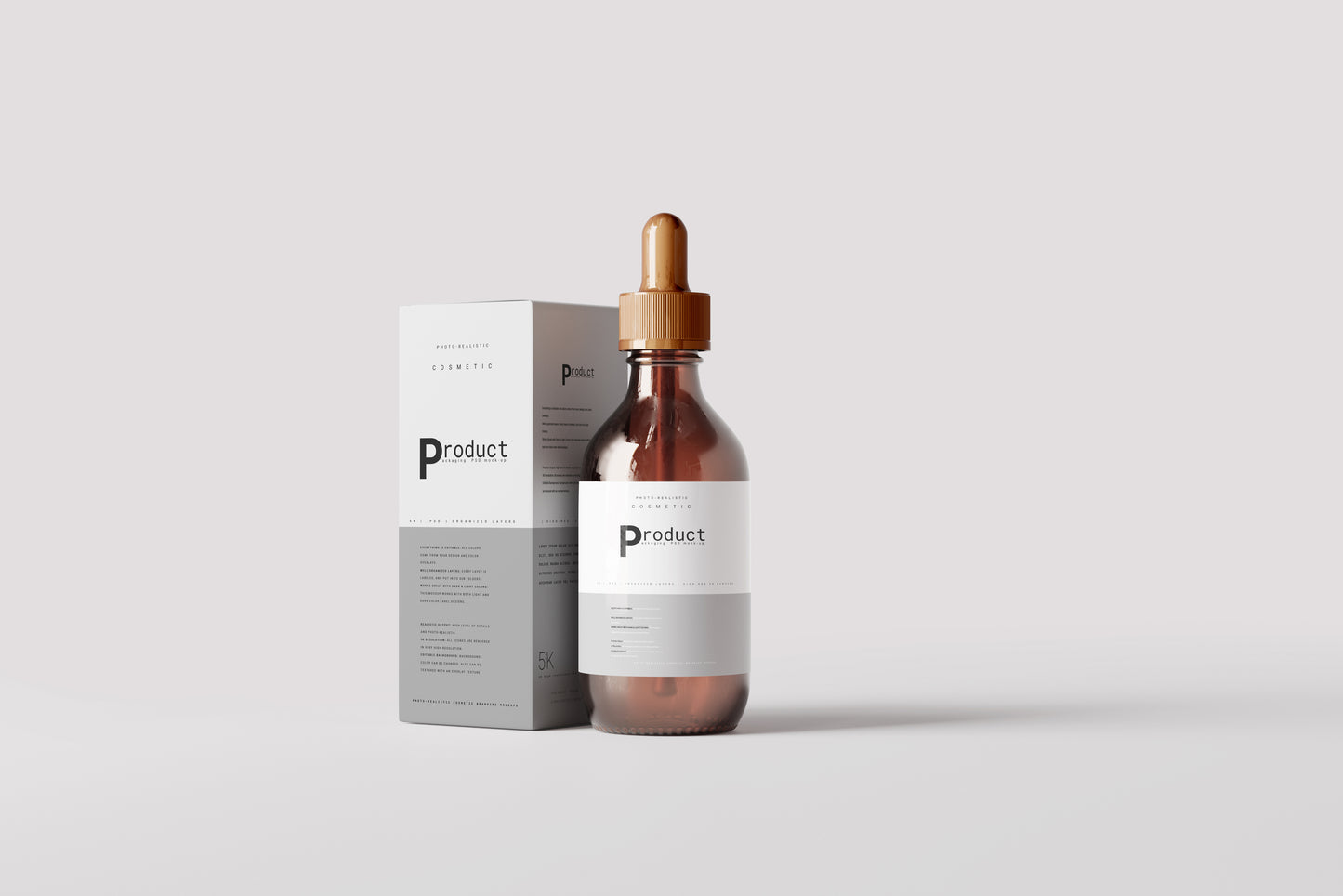 Amber Glass Dropper Bottle Mockup