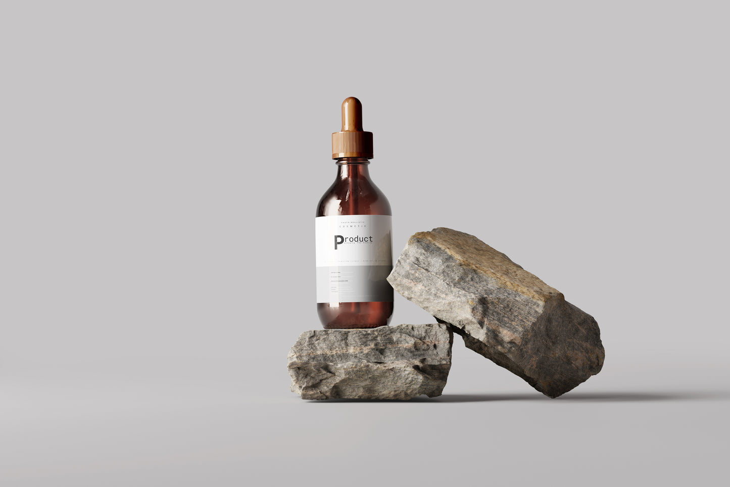 Amber Glass Dropper Bottle Mockup