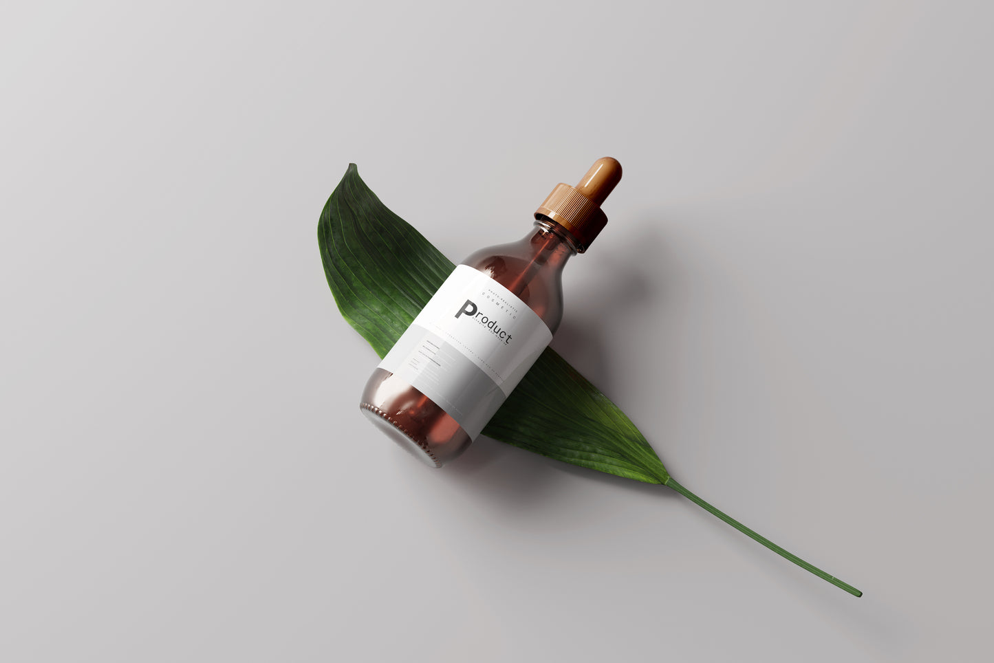 Amber Glass Dropper Bottle Mockup
