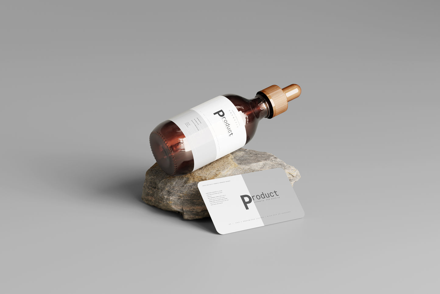 Amber Glass Dropper Bottle Mockup