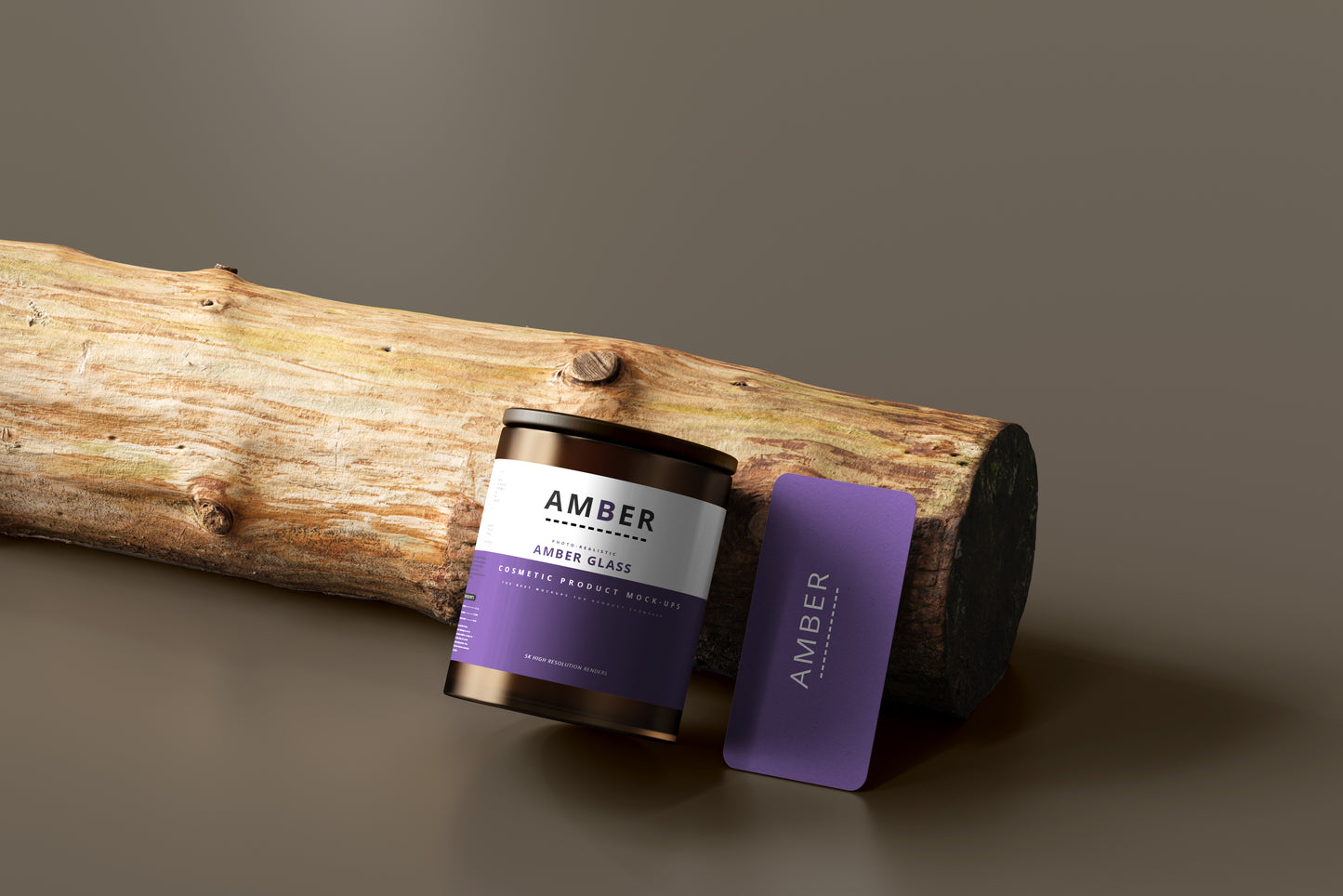 Wooden Lid Amber Glass Jar Mockups