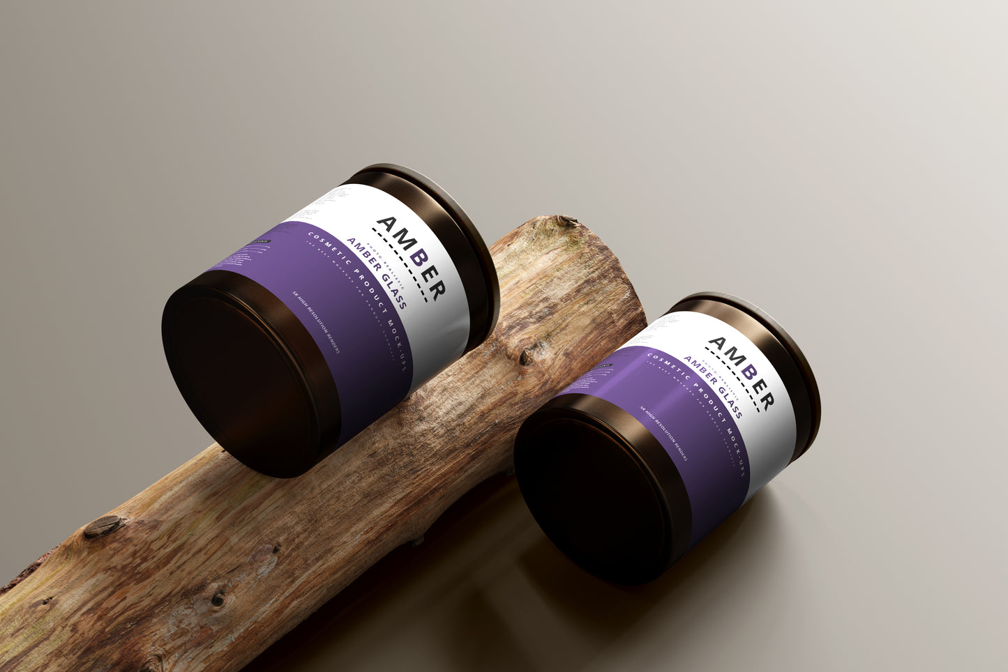 Wooden Lid Amber Glass Jar Mockups