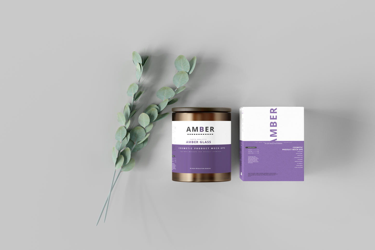 Wooden Lid Amber Glass Jar Mockups