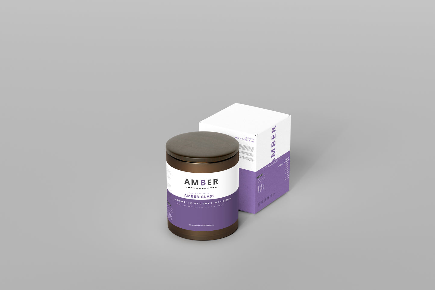 Wooden Lid Amber Glass Jar Mockups